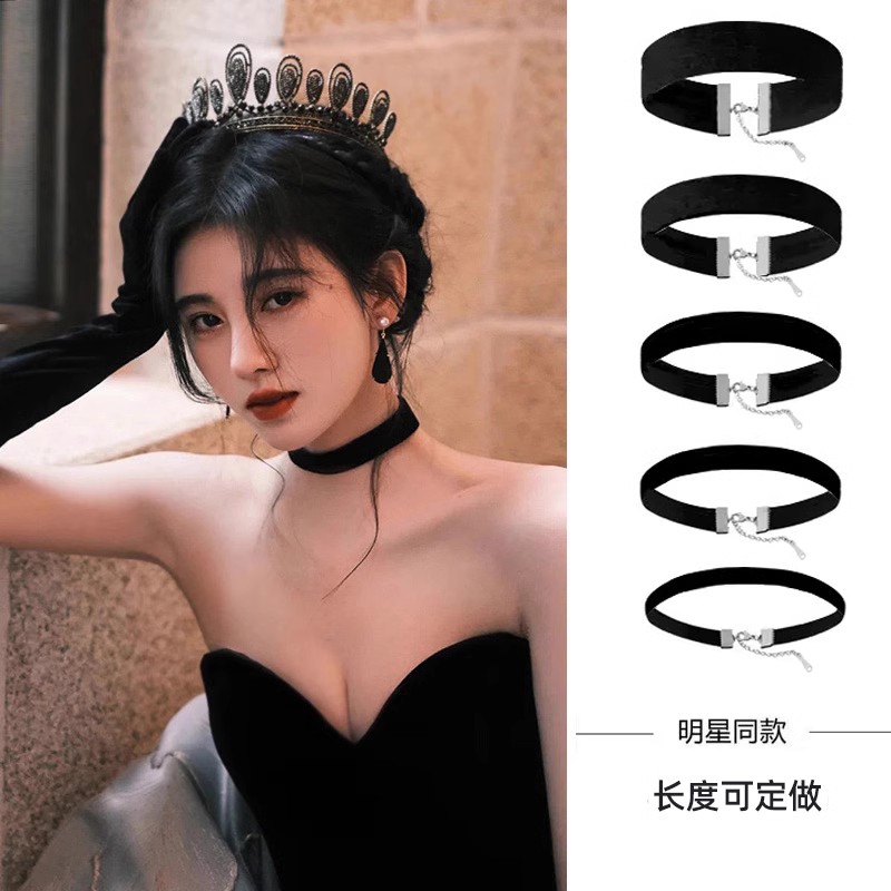 欧美复古黑色丝绒choker颈带朋克原宿项圈