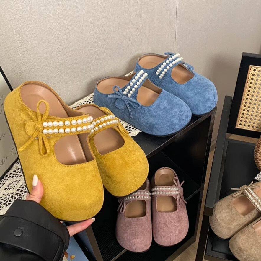 厚底勃肯鞋包头半拖鞋女外穿图片