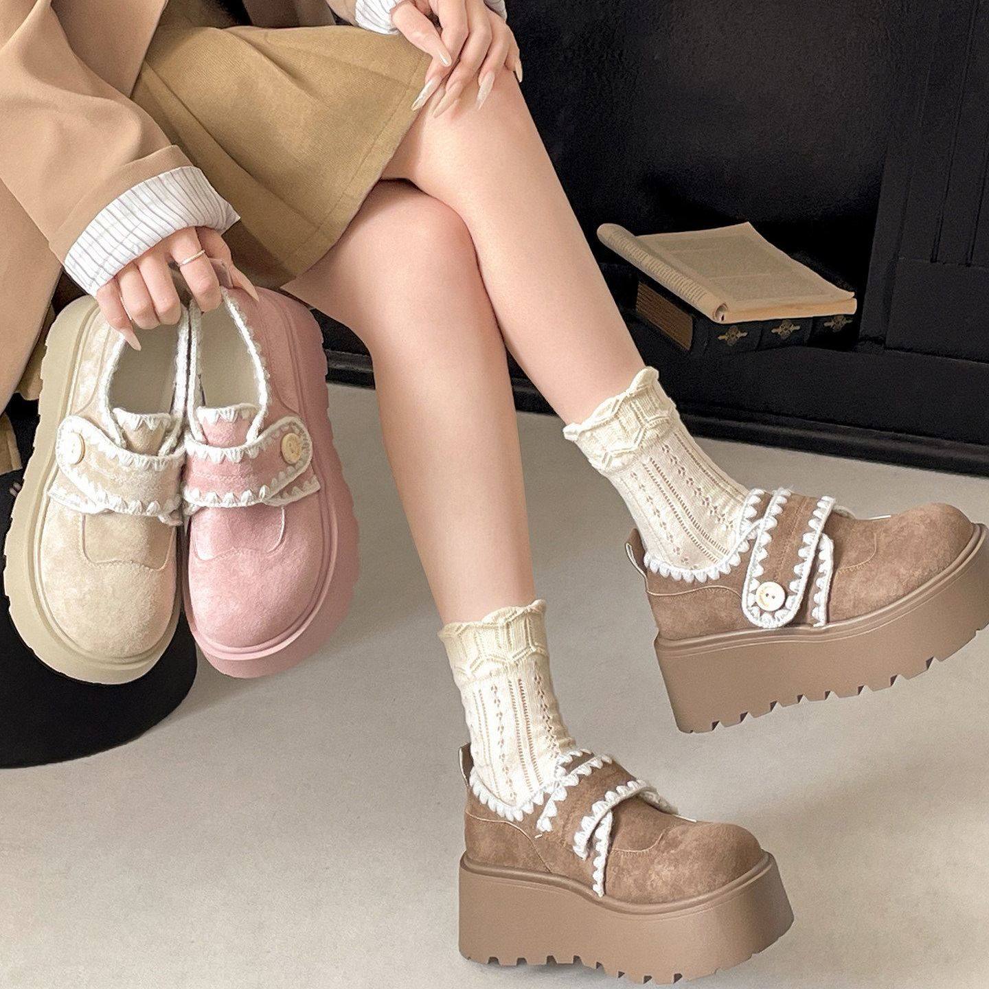 小个子复古厚底勃肯鞋女2026春季新款百搭外穿配裙子增高低帮单鞋,女鞋,勃肯鞋/软木鞋,淘宝优惠券,粉丝福利购,淘宝优惠卷