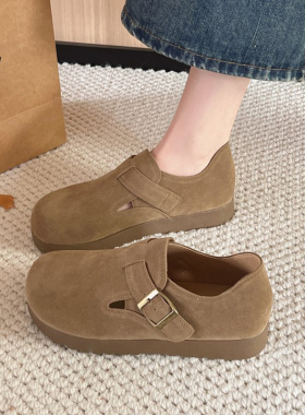 平底勃肯鞋女2026新款秋季百搭豆豆鞋软底单鞋一脚蹬懒人乐福鞋子