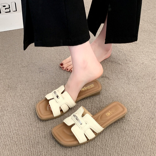 新款配裙子仙女沙滩一字拖