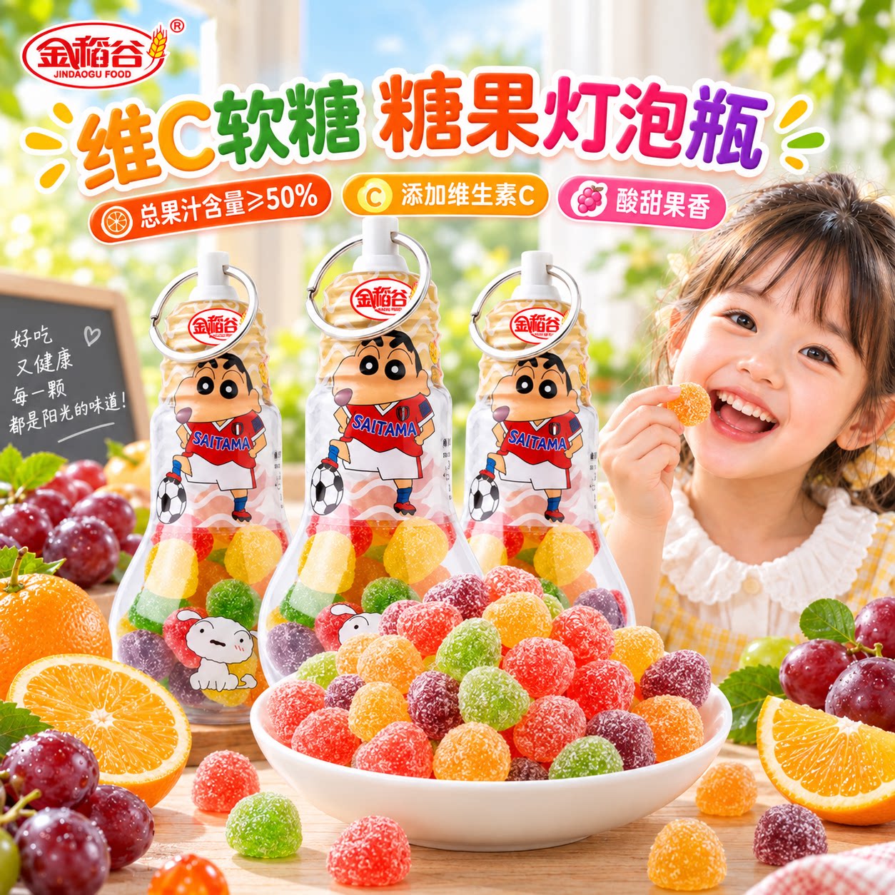 金稻谷果汁软糖QQ糖水果糖维生素C糖果儿童糖果学生小零食批发