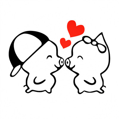 防水贴纸电动油箱盖小猪爱心车尾