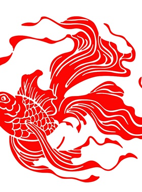 防水反光汽车贴纸国潮镂空中国风D003好运锦鲤招财