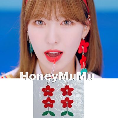 韩国姜涩琪花朵耳夹