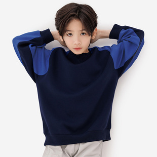 纯一良品童装儿童卫衣男孩秋季新款中大童舒适插肩袖精棉舒弹上衣