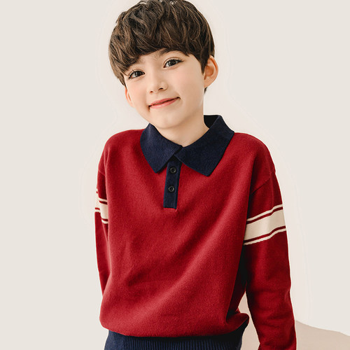 纯一良品男童翻领POLO针织衫毛衣