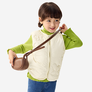 防水防油防污 纯一良品女童羽绒马甲秋冬 宝宝白色轻暖无袖小背心
