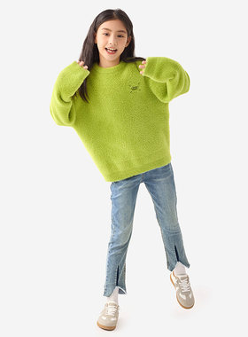 纯一良品女童圆领加厚毛衣仿貂毛