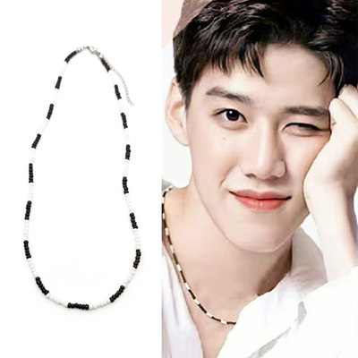 BKPP同款黑白串珠项链圈泰剧男女