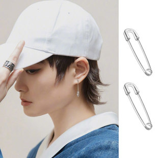 歌手当打之年总决赛李宇春同款曲别针耳环男女钛钢回形针耳钉坠圈