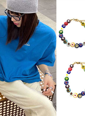 张绮贤同款彩色琉璃花朵串珠手链