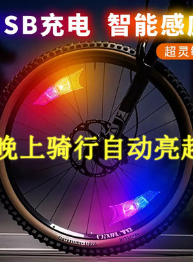自行车夜骑充电轮胎灯山地车光感辐条灯风火轮灯平衡车装饰灯安全