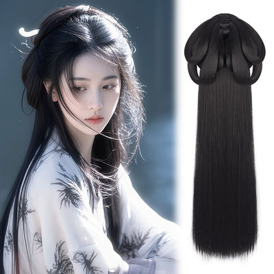 汉服假发古风一体式战国袍假发包盘发发髻古装魏晋风头饰垫发造型