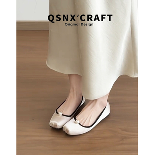 平底软底浅口玛丽珍鞋 高定版 珍珠芭蕾舞鞋 女2025新款 配裙子单鞋