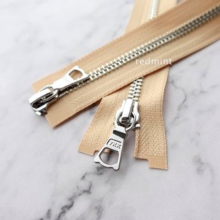 高档5 羽绒毛衣羊绒米黄125 YKK拉链金属亮银双头开尾外套夹克开衫