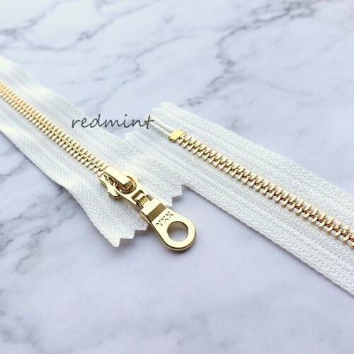 ykk高档拉链号亮金闭白色箱包