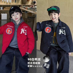 2025男童女童韩版 棒球服绣花保暖羽绒服外套儿童保暖上衣百搭棉衣