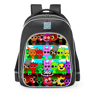 跨境新品节奏盒子印花双肩背包 Sprunki音乐游戏中小学生儿童书包