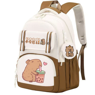 外贸爆款Capybara卡皮巴拉书包趣味印花潮流学生双肩包轻便大容量