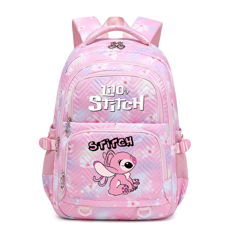 史迪仔图案印花双肩包的青少女学生书包儿童大容量书包可爱卡通