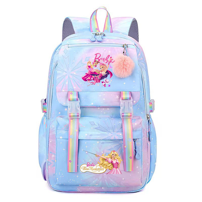 新款 跨境barbie芭比公主学生书包大容量背包时尚印花户外双肩