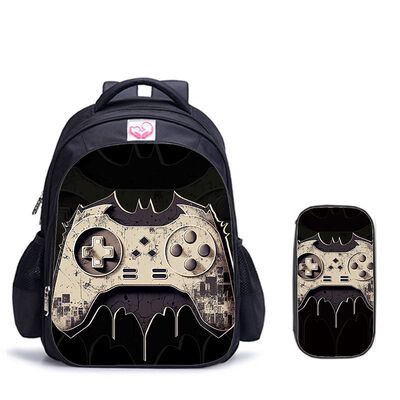 游戏手柄gamepad大容量两件套-书包+笔袋儿童卡通印花书包