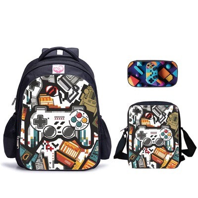 游戏手柄gamepad-卡通周边三件套-书包+挎包+笔袋