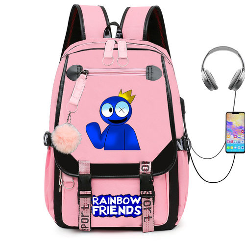 RAINBOW FRIENDS 彩虹朋友学生书包男女双肩背包USB充电印花户外