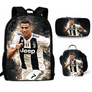 新款 大容量网红足球C罗Ronaldo罗纳尔多双肩背包学生书包小学生1