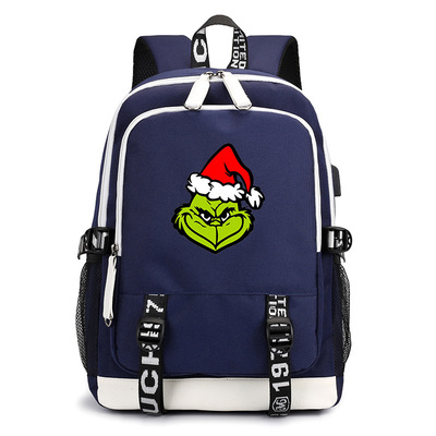 独立站圣诞怪物Grinch Christmas双肩背包牛津布旅行中学生书包