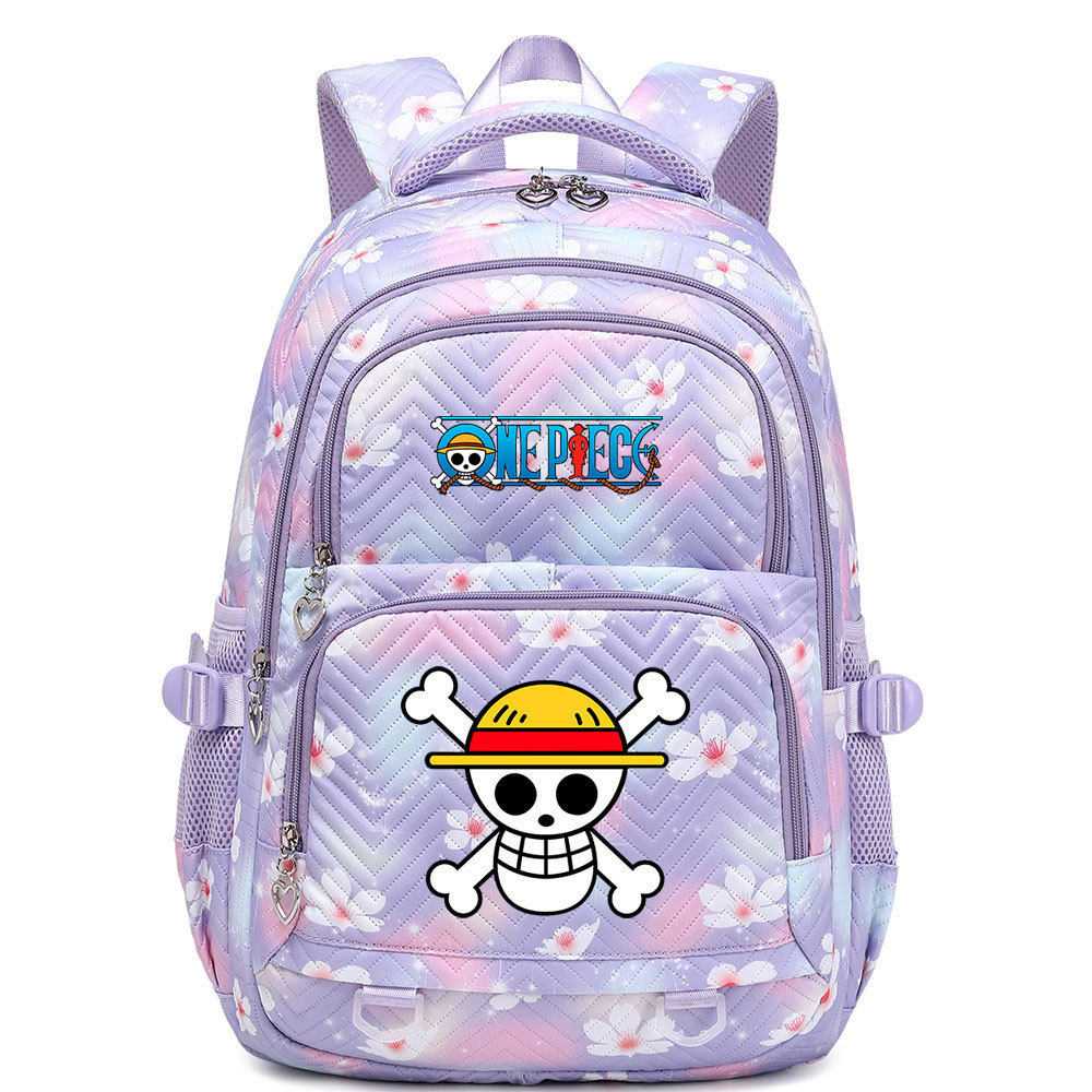 海贼王印花多隔层初高中书包大容量轻便减负护脊双肩包