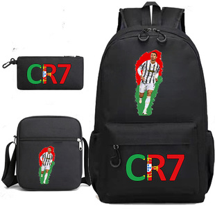 校园书包牛津布中学生笔袋午餐包三合一 0617 CR7罗 欧美足球明星
