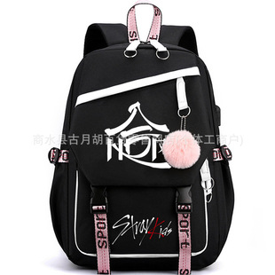 Stray Kids skzoo印花双肩背包USB护脊减负学生书包休闲帆布包