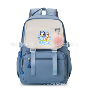 布鲁伊Bluey动漫卡通印花学生书包可爱甜美大容量双肩背包帆布包