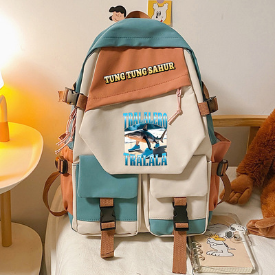 新款木棍人山海经tungtungtung男女潮流时尚书包双肩背包学生书包