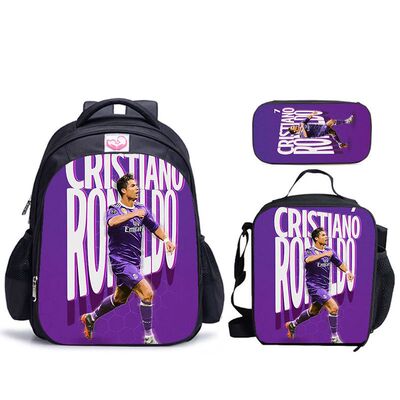 书包+笔袋+餐包-C罗-Cristiano系列周边印花双肩包儿童大容量