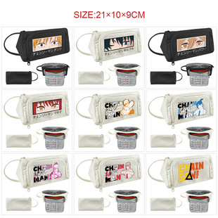 电锯人周边三角形立体大容量笔袋 男女上学出行收纳便携手提笔袋