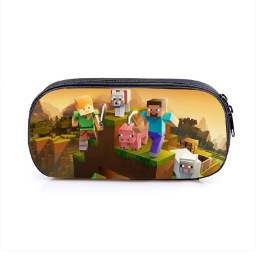 跨境Minecraft 我的世界笔袋竖款方形文具袋涤纶游戏周边铅笔盒