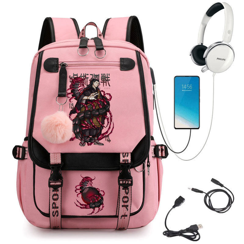 亚马逊热卖日本动漫咒术回战初高中学生书包带USB多功能双肩背包