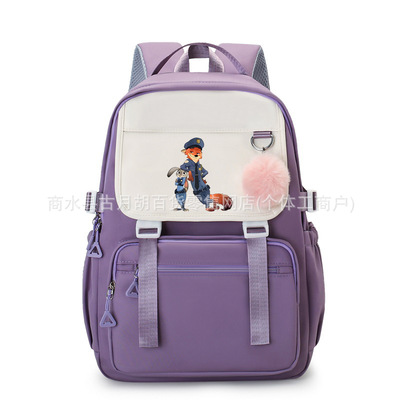 疯狂动物城2 Zootopia 2印花双肩背包护脊减负学生书包拼色帆布包