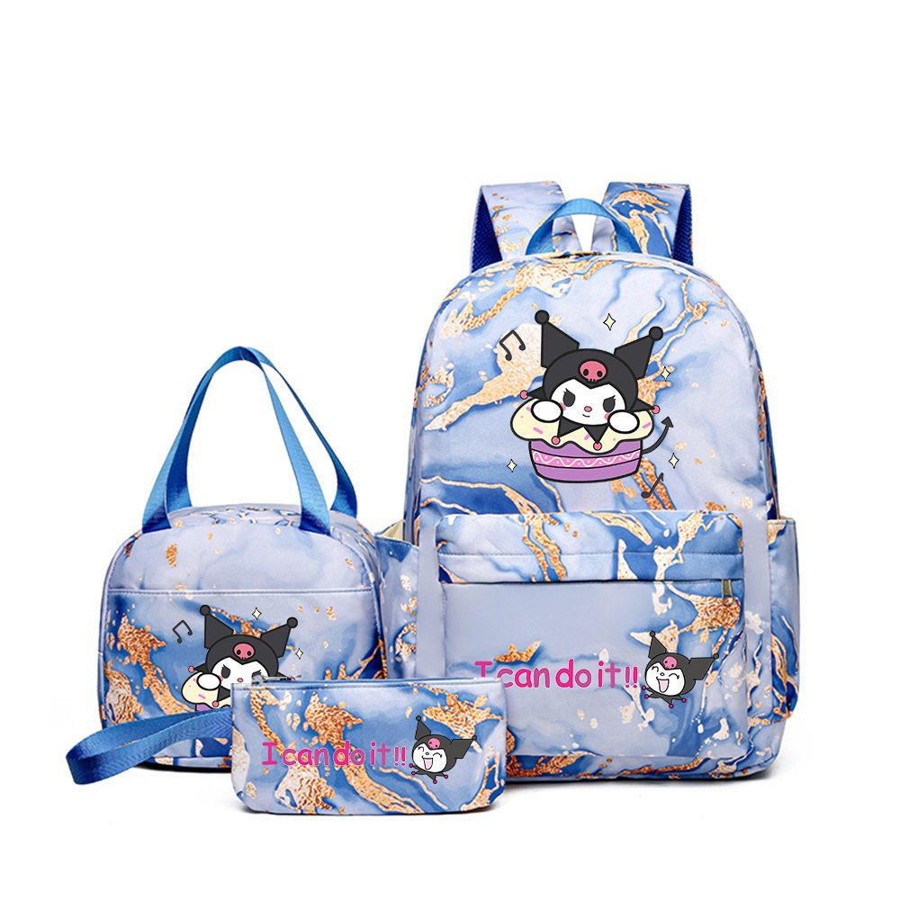 小学生女童书包新款酷洛米儿童双肩包外出休闲手提包笔袋三件套