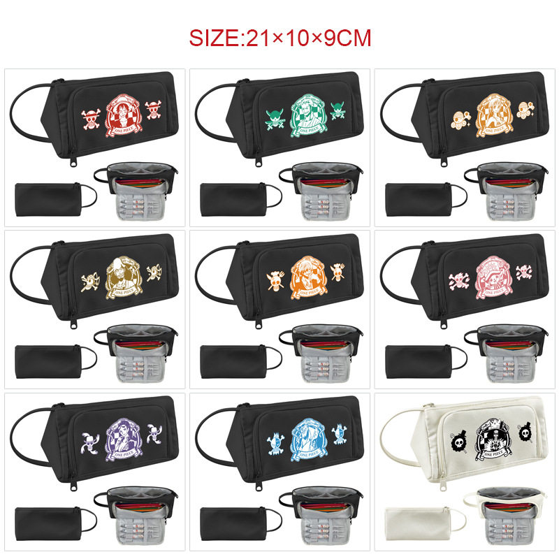 海贼王动漫印花三角形大容量笔袋 男女上学上课收纳便携手提笔袋