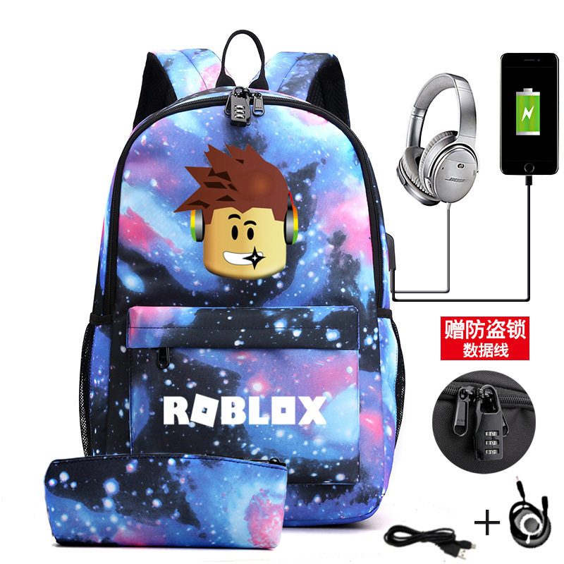 roblox游戏周边双肩包男双肩包USB充电电脑包大容量一件代发批发