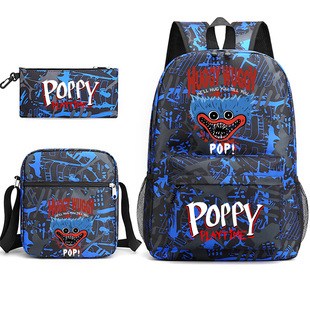 波比的玩闹时间Poppy Playtime印花学生书包双肩包单肩笔袋3件套