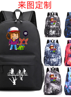 跨境惊奇物语strangerthings星空双肩背包美国电视剧青少年旅行包