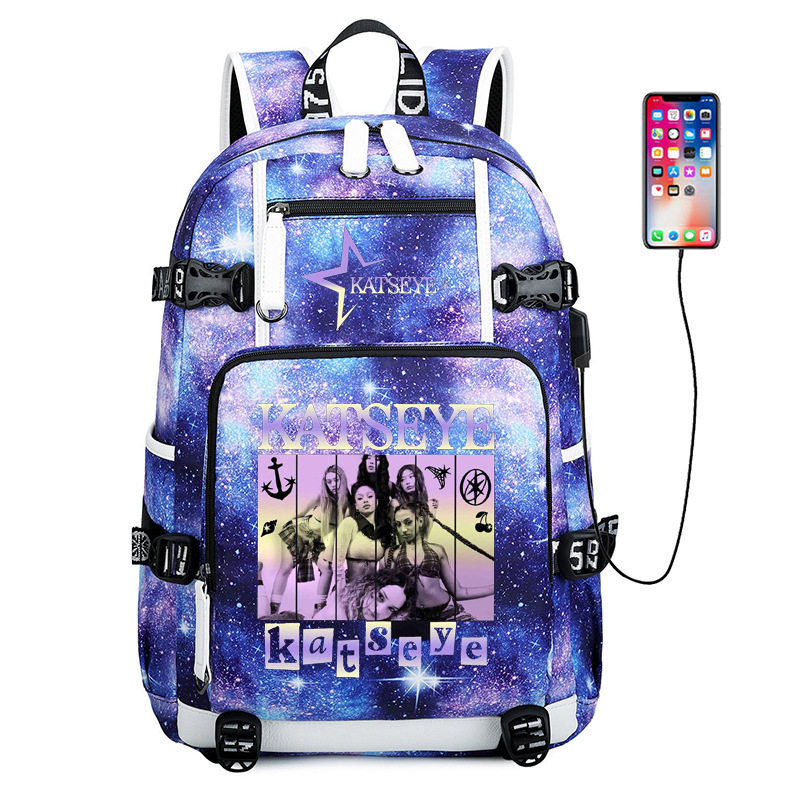 Katseye Music 亚马逊热销高质量中学生校园书包星空防水背包1219