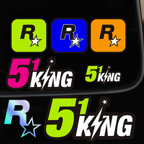 R星标汽车划痕遮挡贴纸51king侠盗猎车个性电动摩托油箱装饰车贴