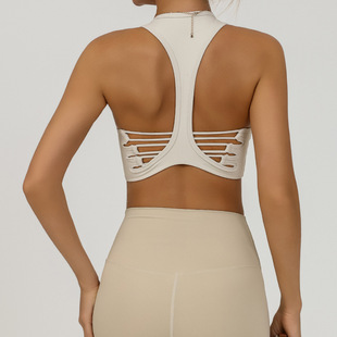 欧美美背瑜伽运动文胸bar高弹速干跑步舞蹈训练健身文胸防震聚拢