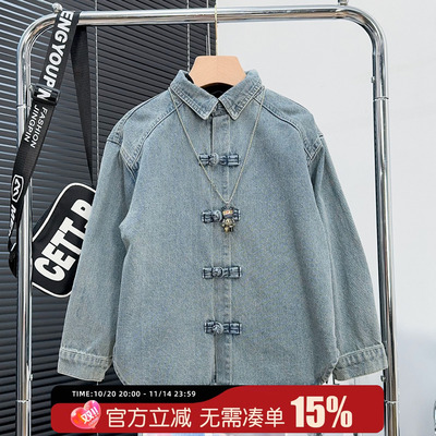 啦芙莱童装儿童中式牛仔衬衫